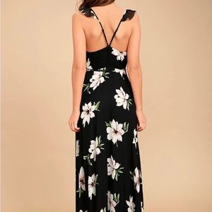 “All Mine” Black Floral Print High-Low Wrap Dress